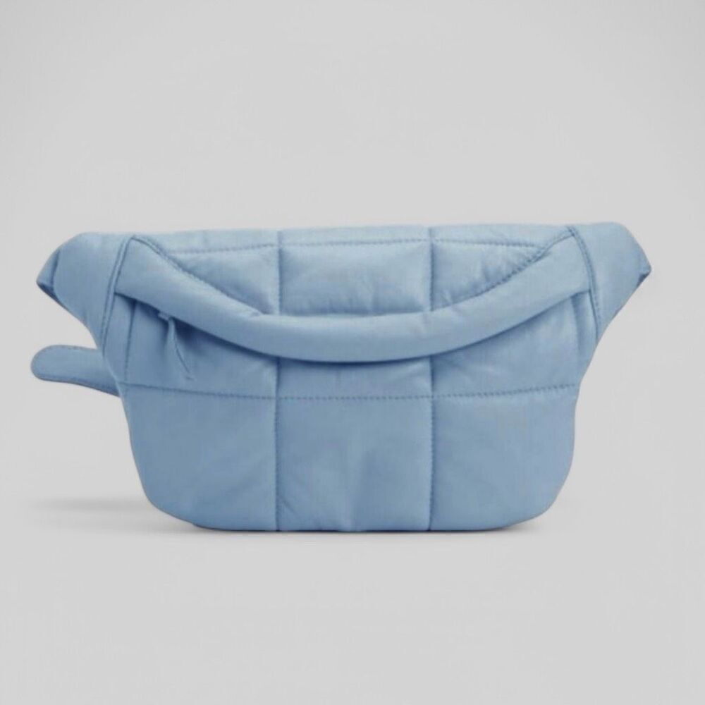 STYLISM Denmark Sheepskin Oversized Puffy Quilted Light Blue Crossbody Bag NWOT